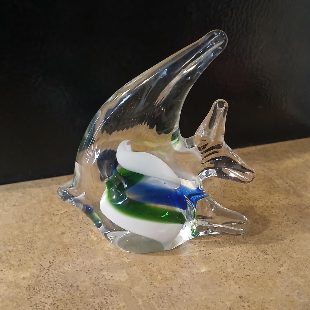 Glass Fish Figurine with Blue and Green Accents